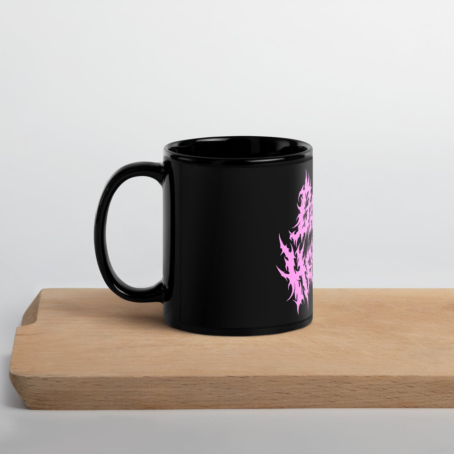 Black Glossy \m/ Mug w/ Pink