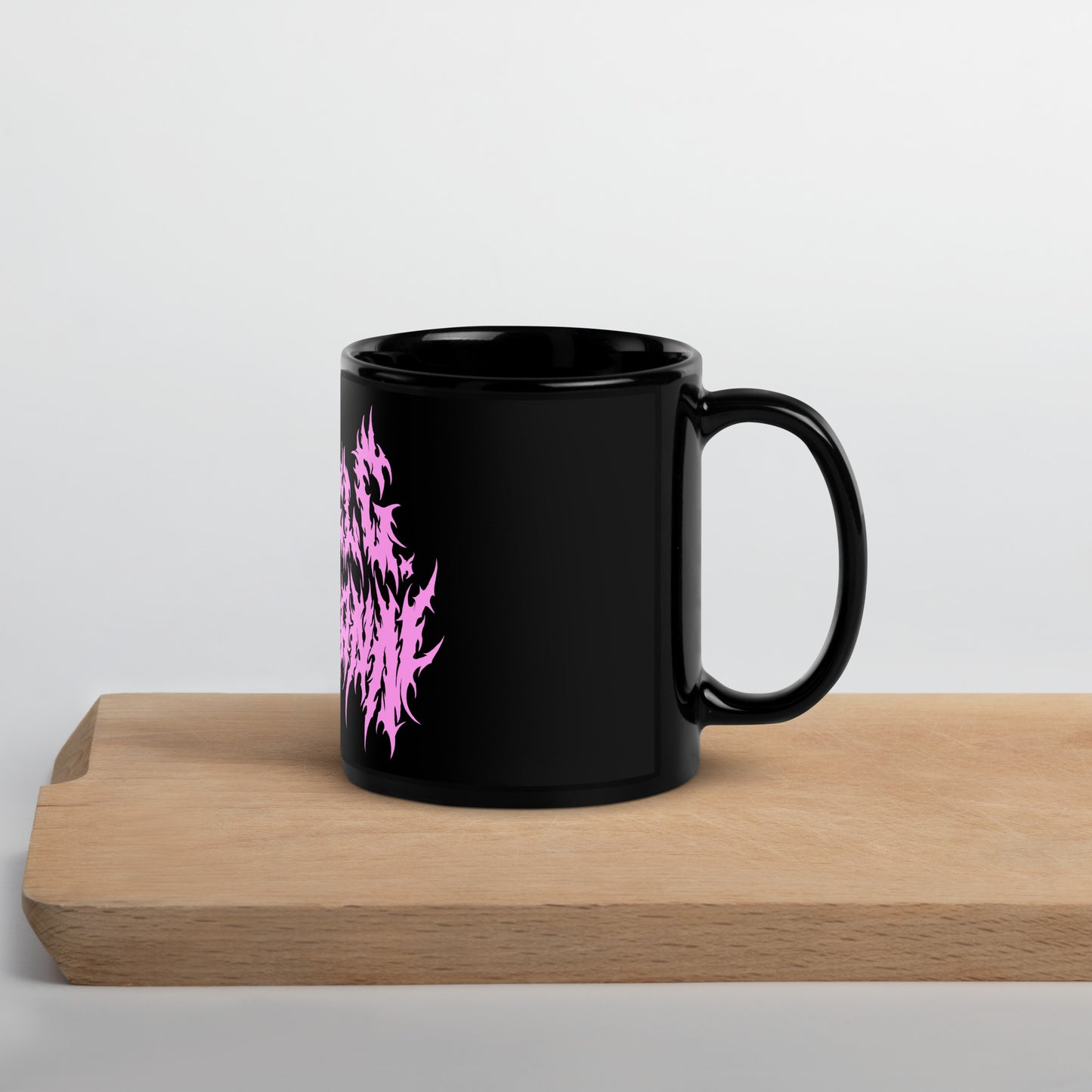 Black Glossy \m/ Mug w/ Pink