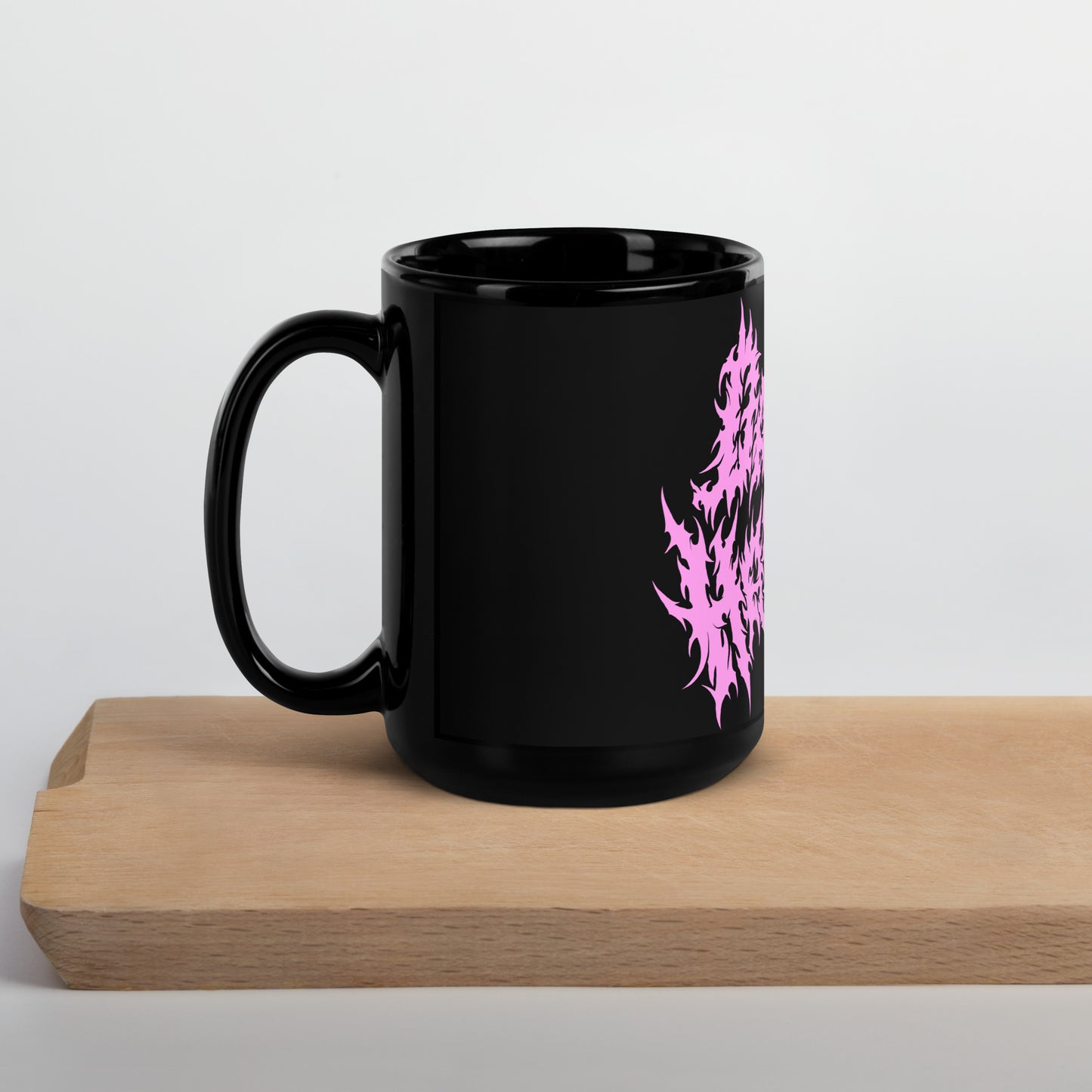 Black Glossy \m/ Mug w/ Pink