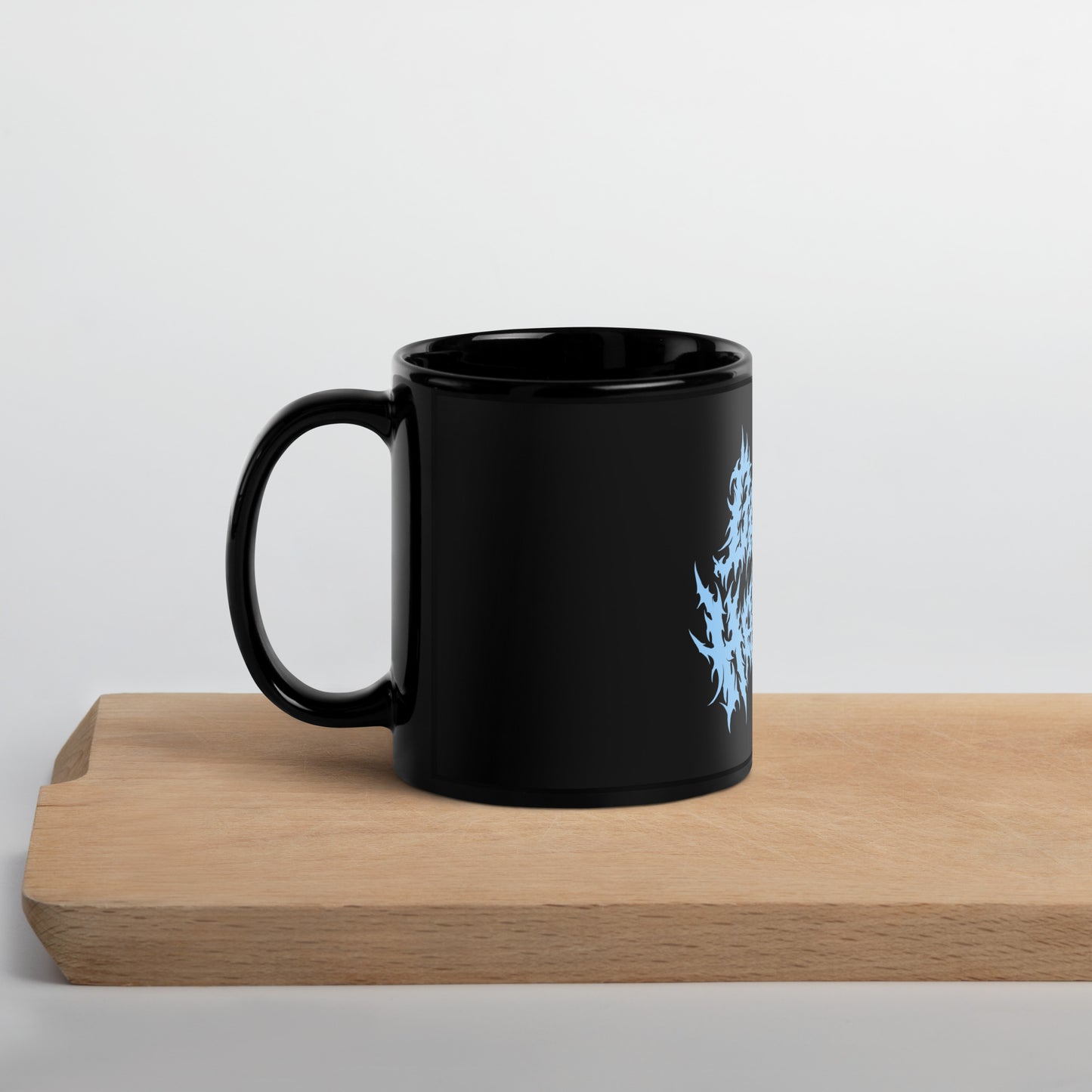 Black Glossy \m/ Mug w/ Baby Blue