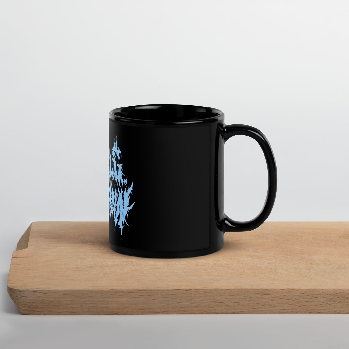 Black Glossy \m/ Mug w/ Baby Blue