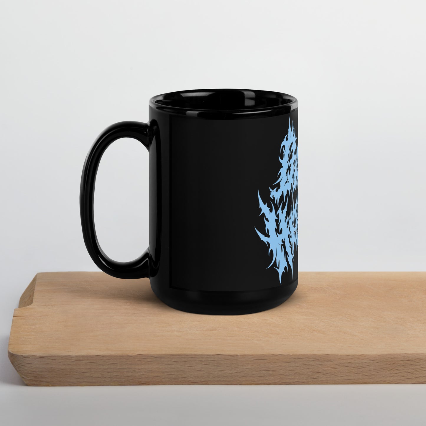 Black Glossy \m/ Mug w/ Baby Blue