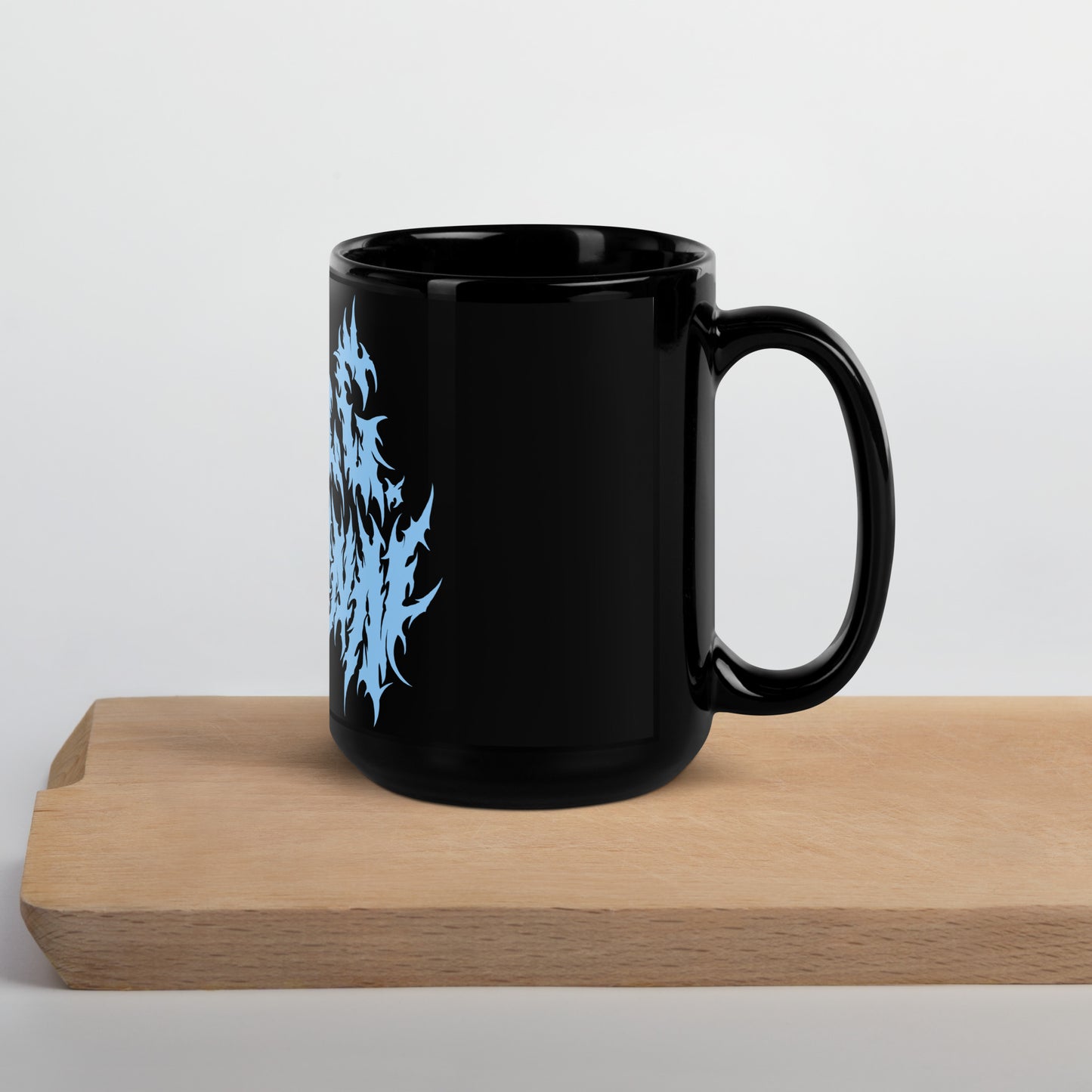 Black Glossy \m/ Mug w/ Baby Blue